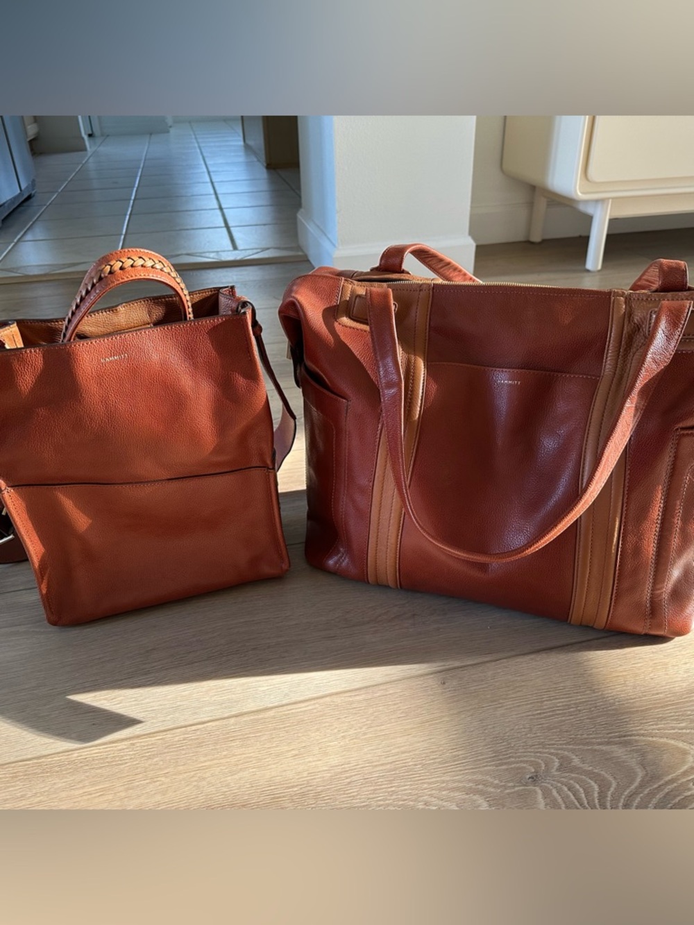 HAMMITT Travel Set Manzanita Tan Otis Weekender & Davis Medium Leather Bags